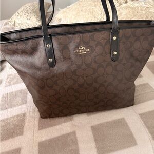 Coach Signature Brown and Black Tote